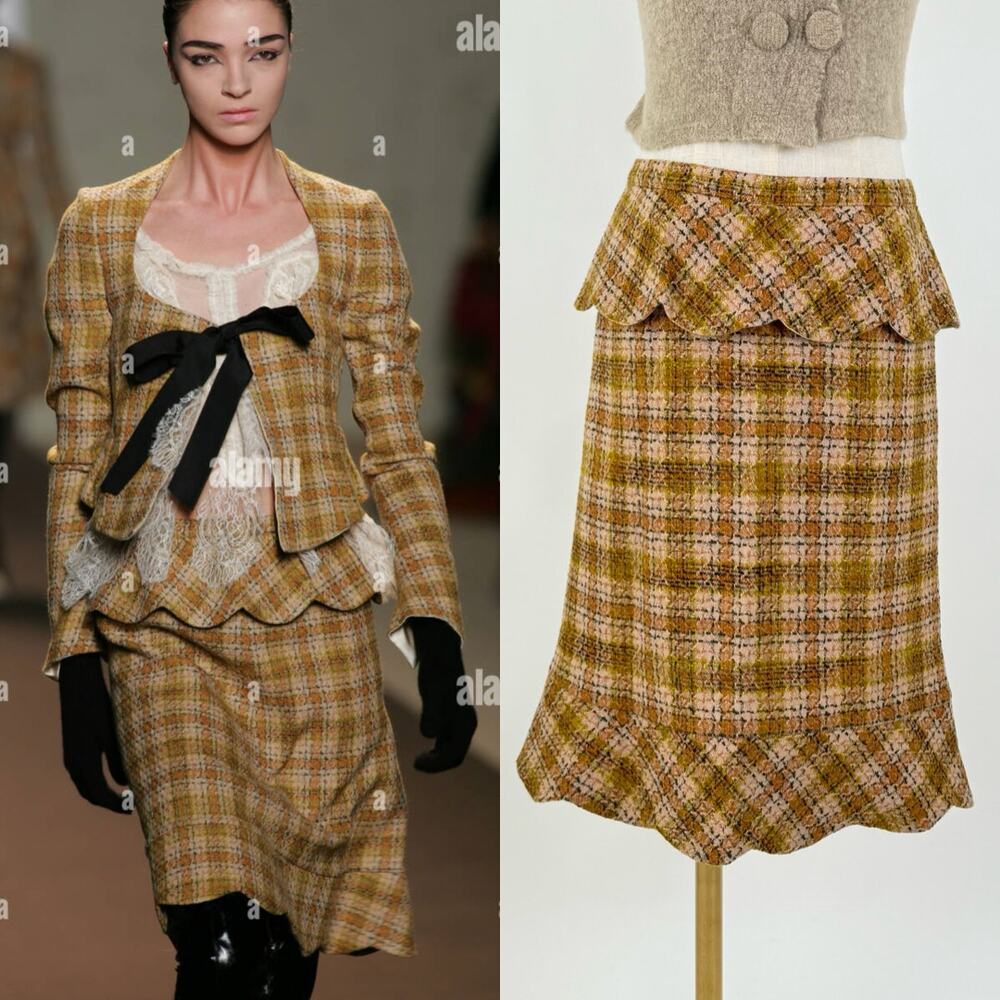 NWT Anna Molinari 2005 Y2K Runway Size Small Plaid Skirt